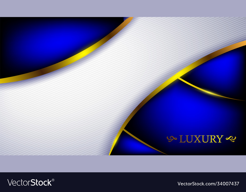 Dark blue background with white and gold lines Vector Image