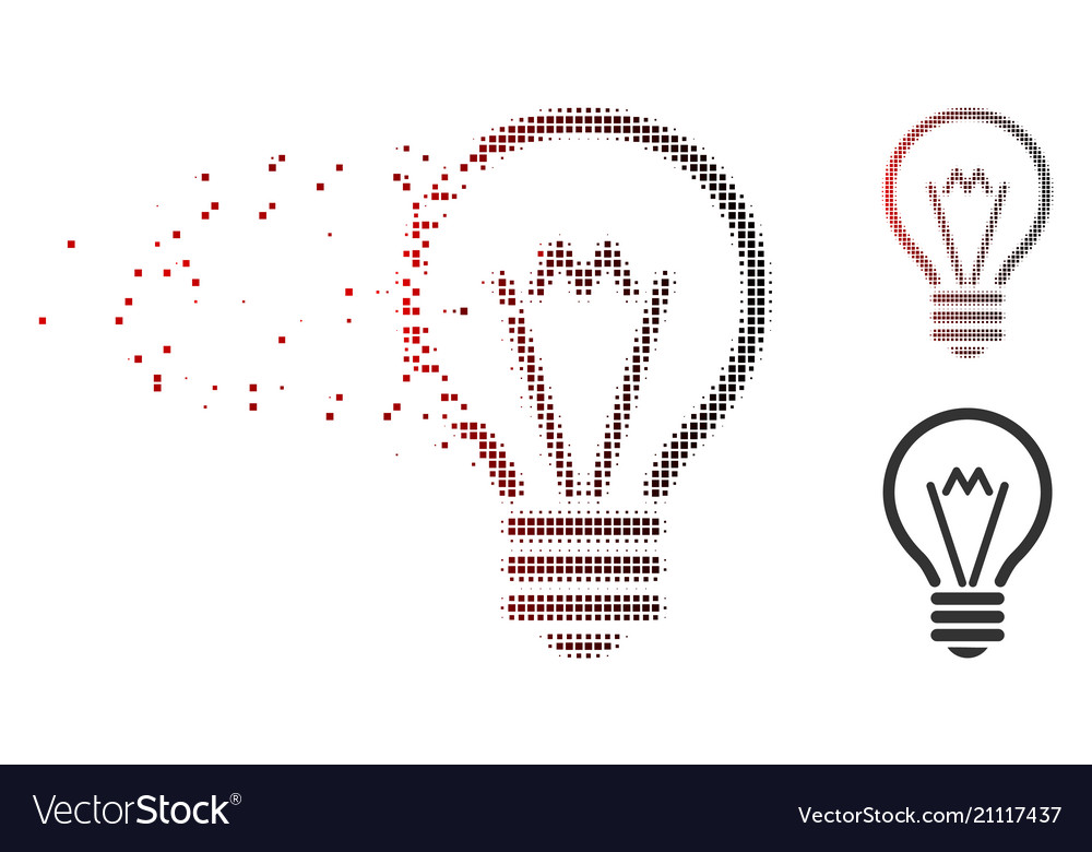 Dispersed pixel halftone electric bulb icon