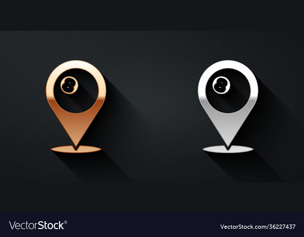 Gold and silver map pointer with billiard pool vector image Gold and silver map pointer with billiard pool
