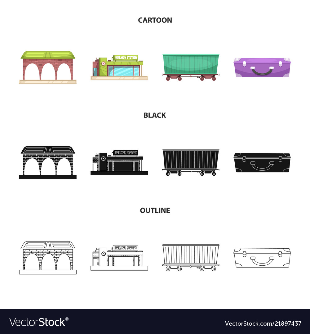 Isolated object of train and station icon vector image Isolated object of train and station icon
