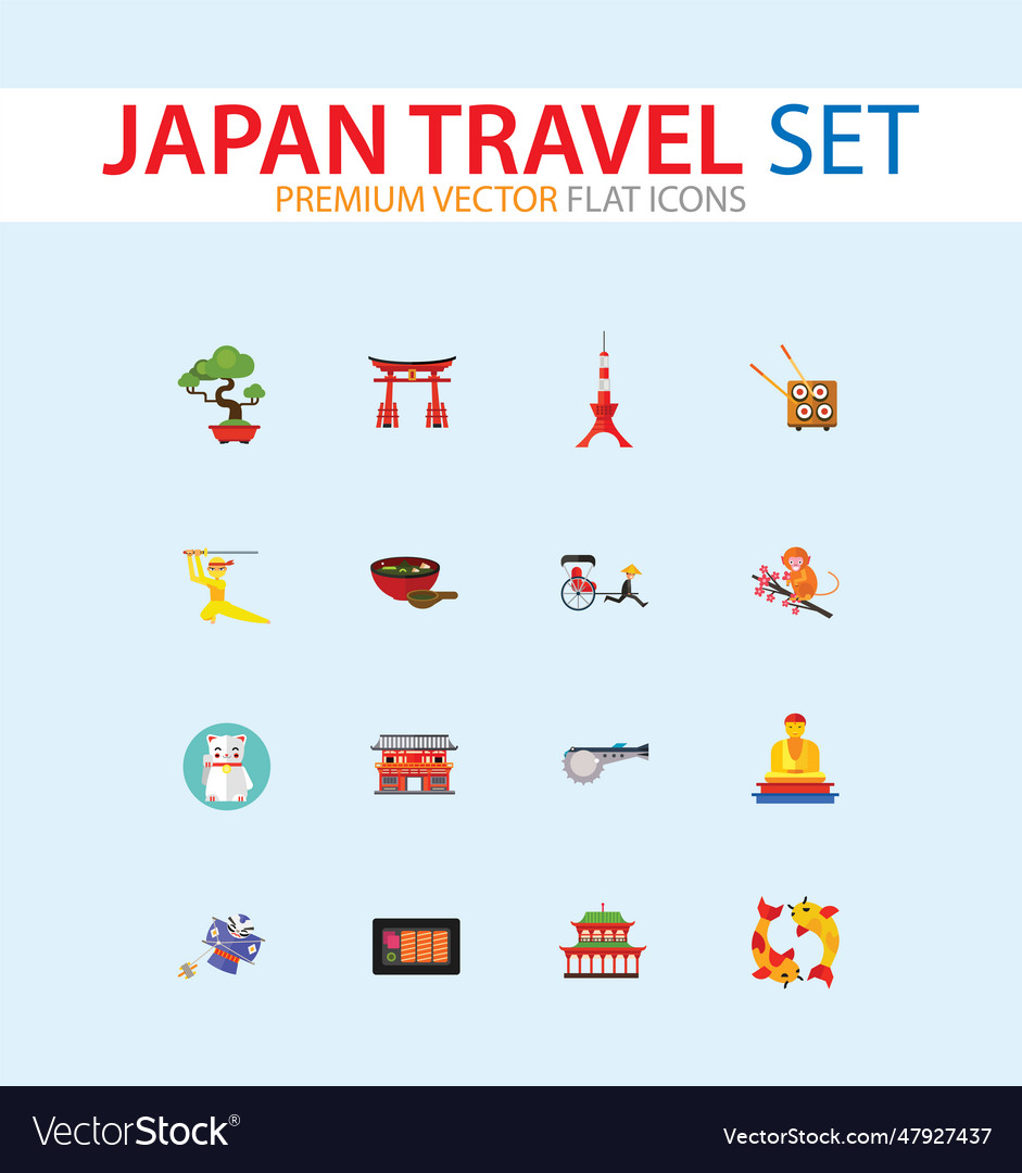 Japan travel icon set