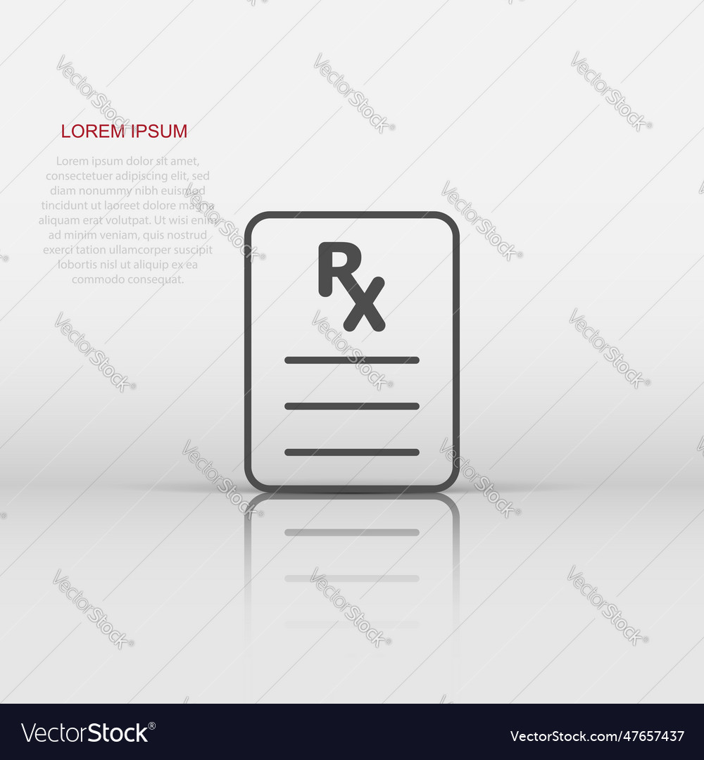 Prescription icon in flat style rx document