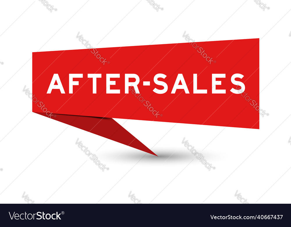 Red color speech banner with word after sales