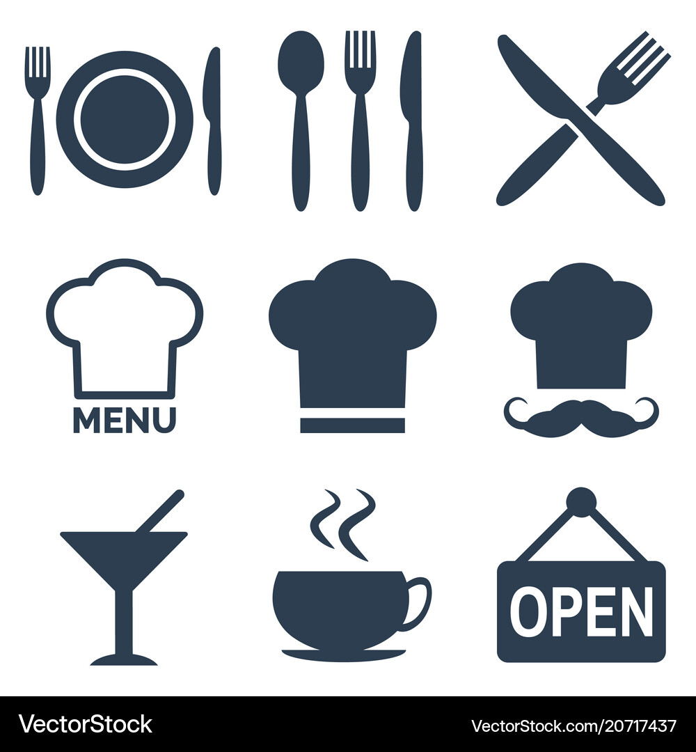 Restaurant icons set on white background Vector Image
