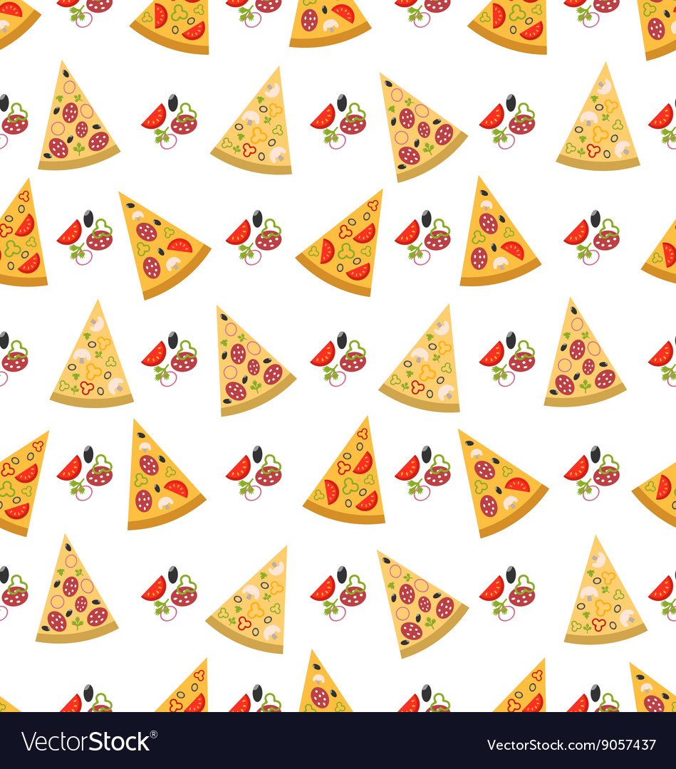 Seamless pattern with slices of pizza