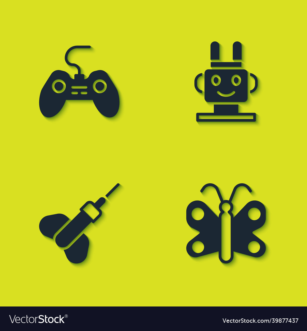 Set gamepad butterfly dart arrow and robot toy Vector Image Set gamepad butterfly dart arrow and robot toy