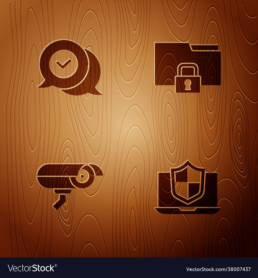 Set laptop protected with shield check mark vector image Set laptop protected with shield check mark
