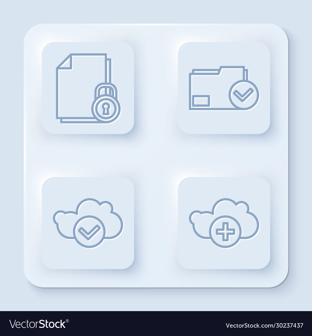 Set line document and lock folder vector image Set line document and lock folder