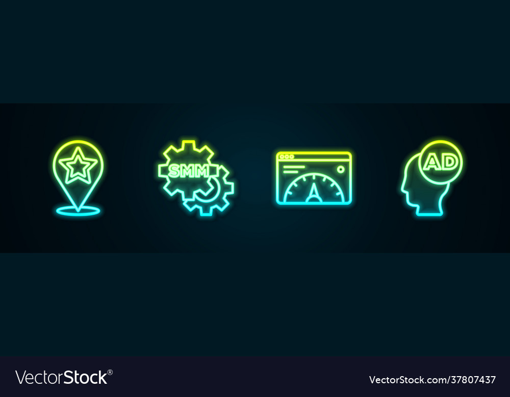 Set line map pointer with star social media vector image Set line map pointer with star social media