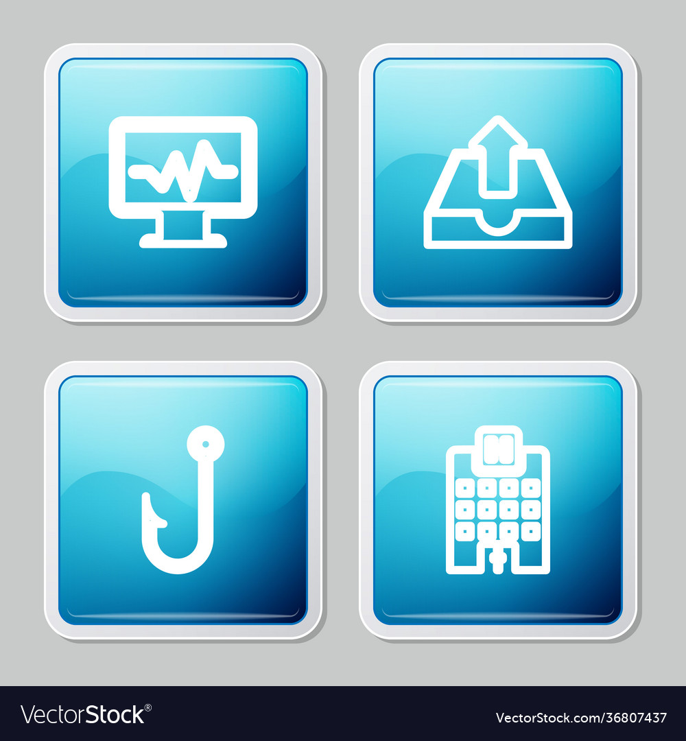 Set line monitor with cardiogram upload inbox Vector Image Set line monitor with cardiogram upload inbox