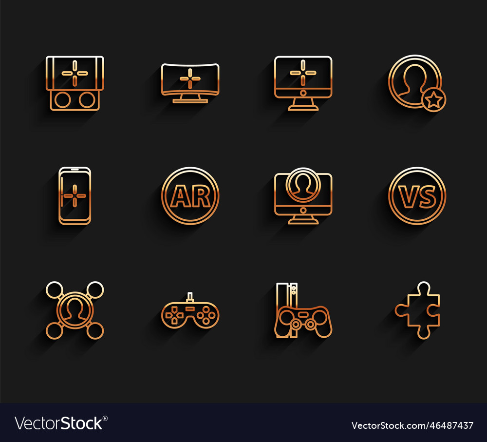 Set line share gamepad portable video game Vector Image Set line share gamepad portable video game