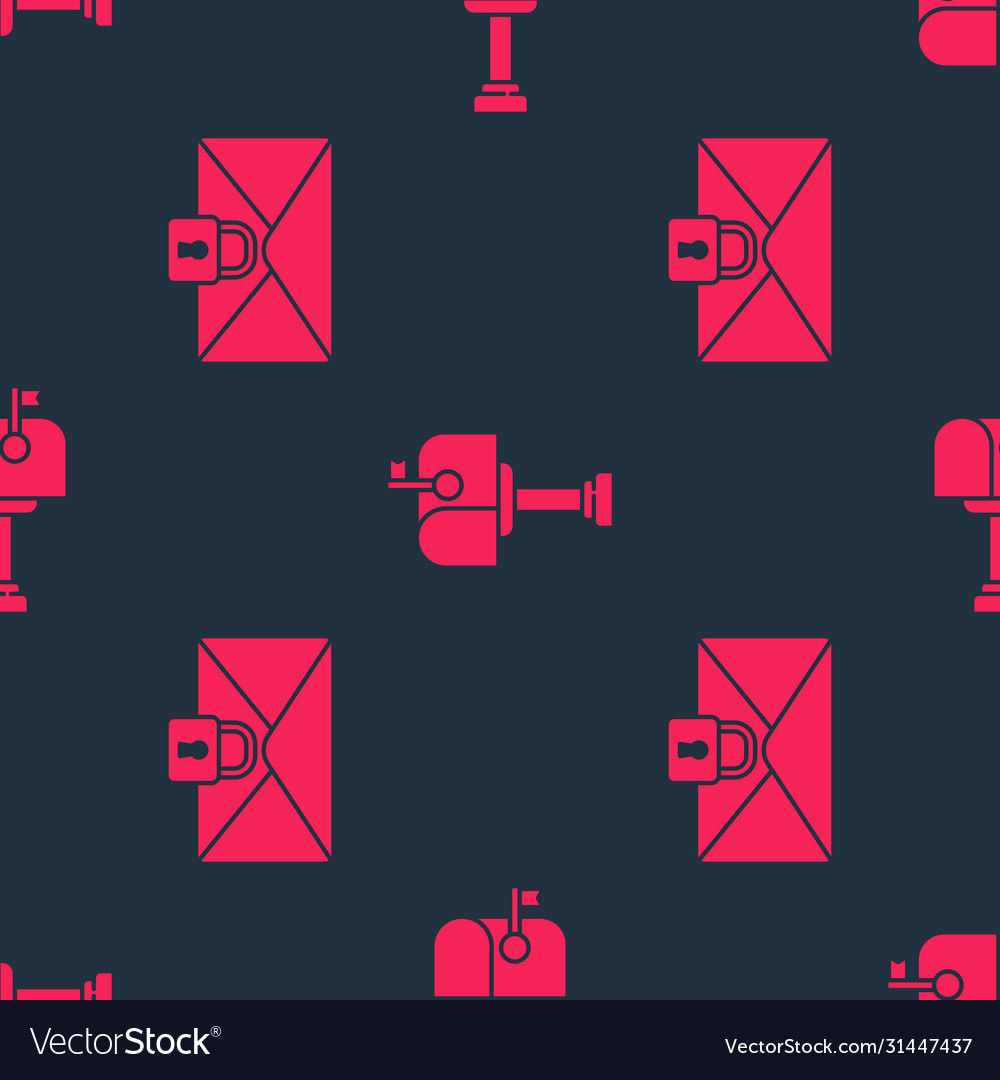 Set mail message lock password and box vector image Set mail message lock password and box