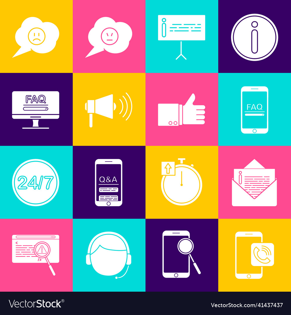 Set mobile phone call envelope with faq Vector Image Set mobile phone call envelope with faq