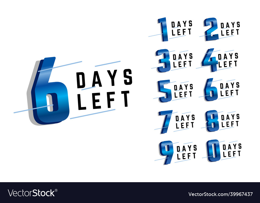 Set of number day left design