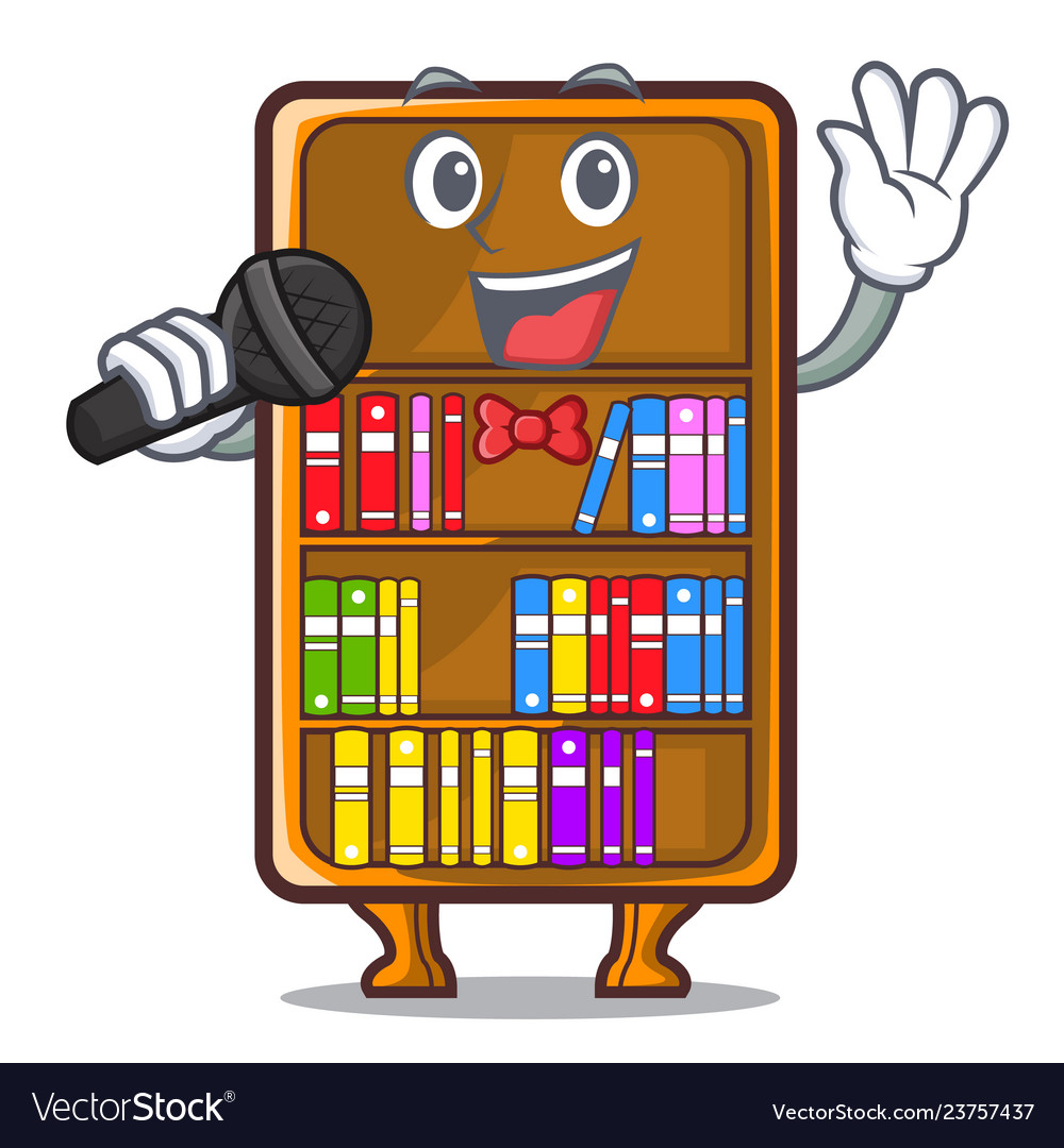 Singing bookcase isolated in the with characters Vector Image Singing bookcase isolated in the with characters