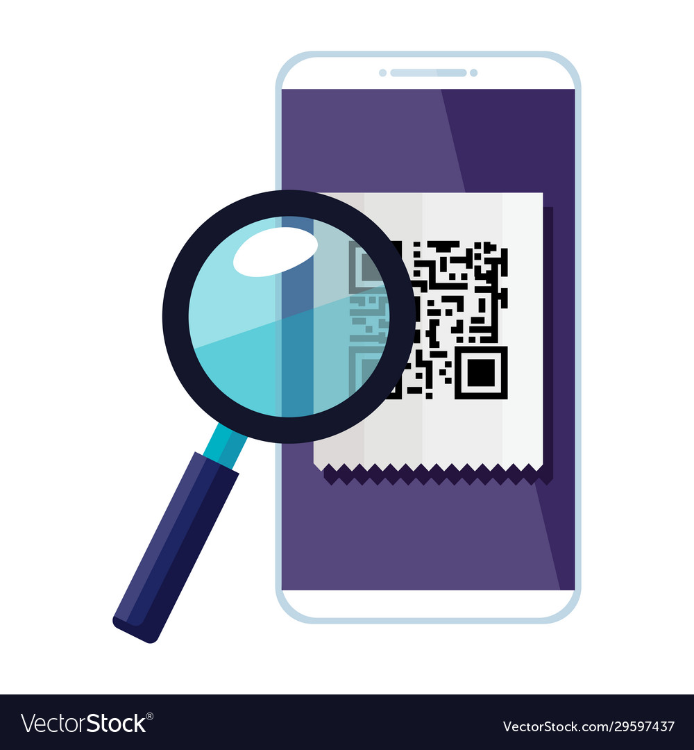 Smartphone-Gerät mit Scancode qr und Vergrößerung vector image Smartphone-Gerät mit Scancode qr und Vergrößerung