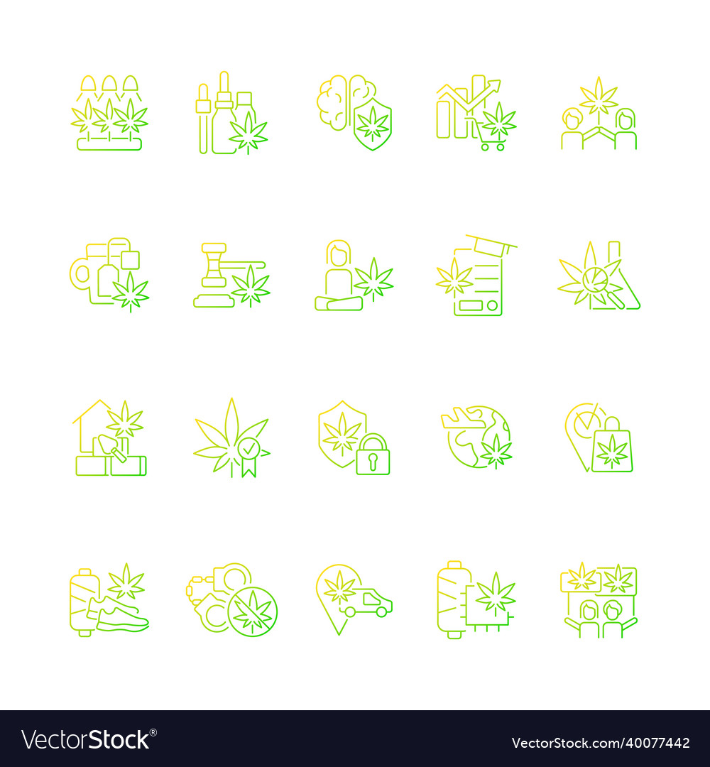 Cannabis im Alltag Gradienten lineare Icons