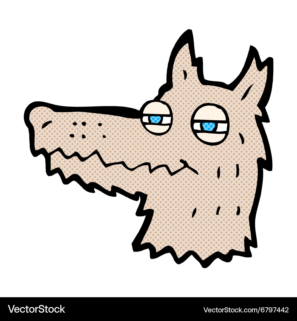 Comic Cartoon Smug Wolf Face Royalty Free Vector Image