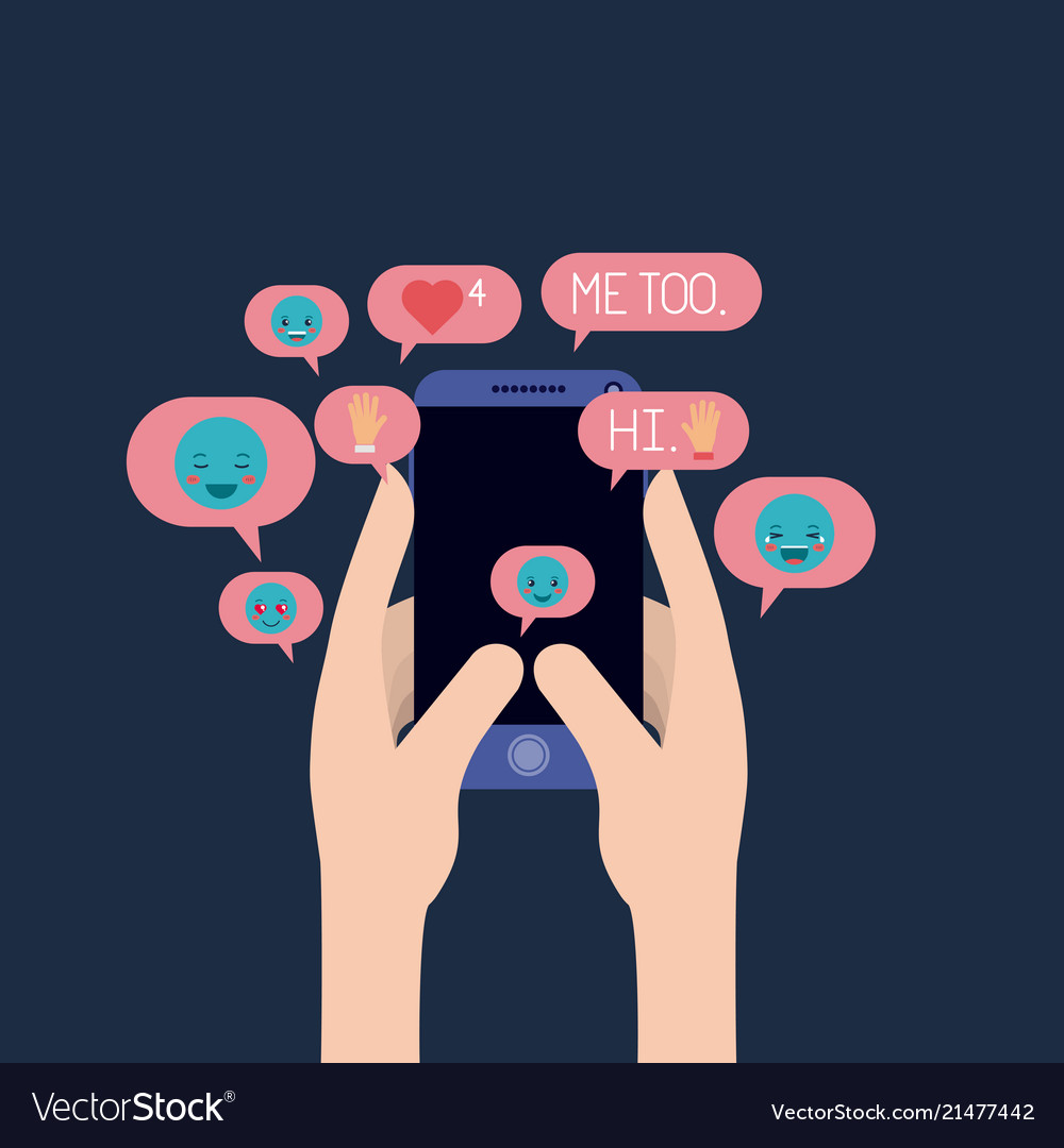 Hands chating with smartphone