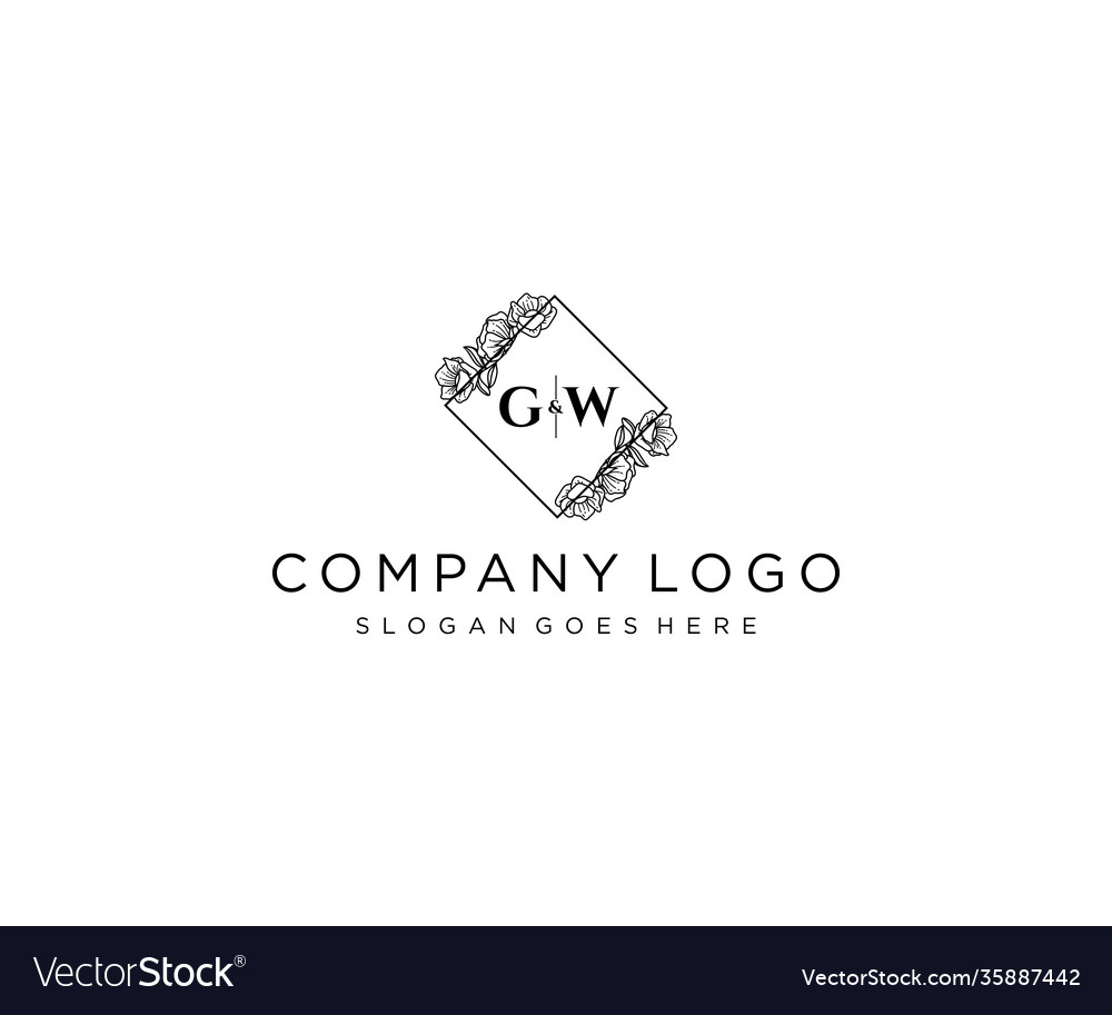 Initial gw letters botanical feminine logo