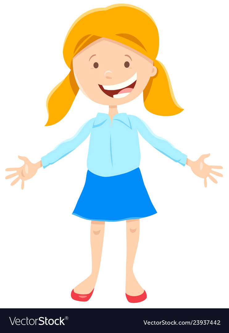 Kid or teen happy girl cartoon character Vector Image