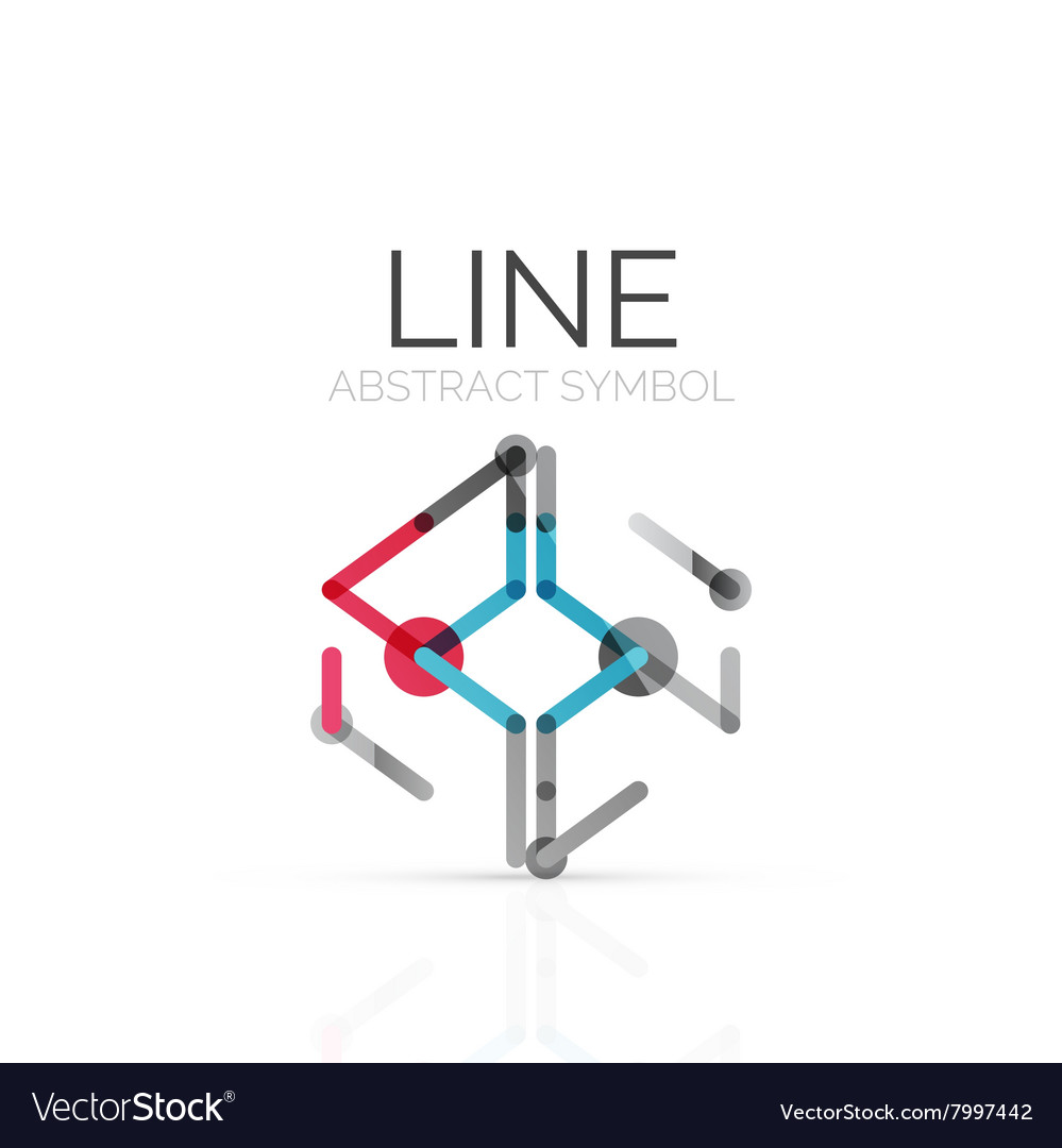 Linear abstract logo connected multicolored
