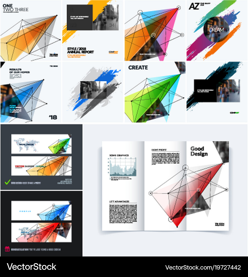 Mega set templates polygonal design Royalty Free Vector