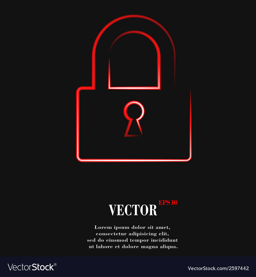 Padlock flat modern web button and space for your