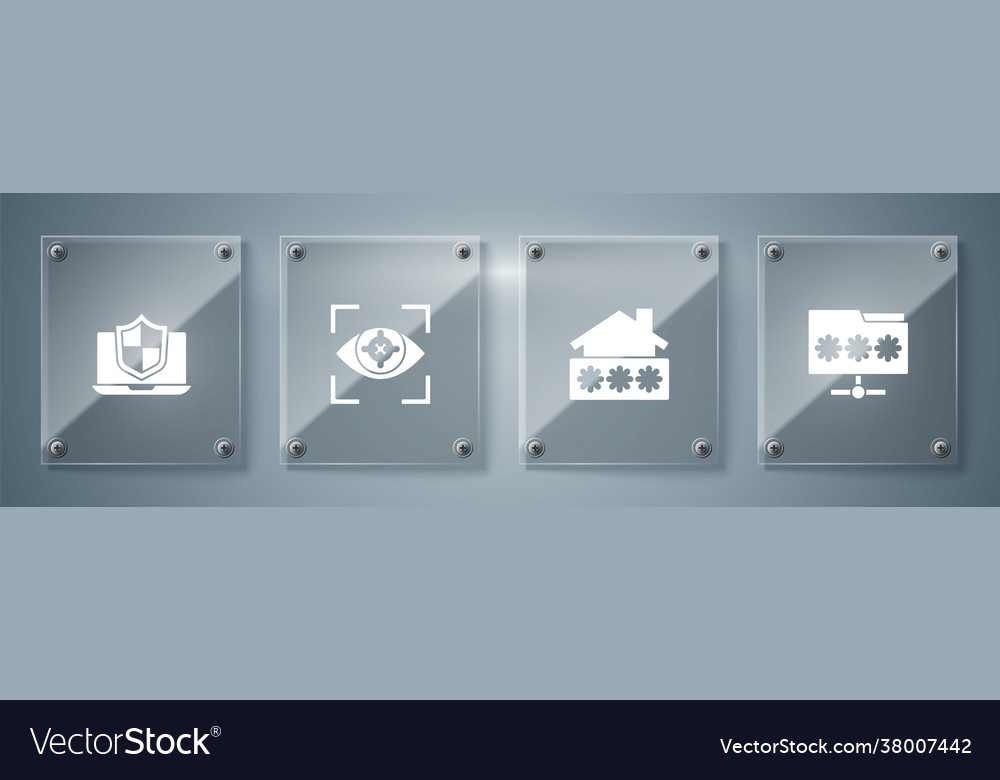 Set folder with password house eye scan vector image Set folder with password house eye scan