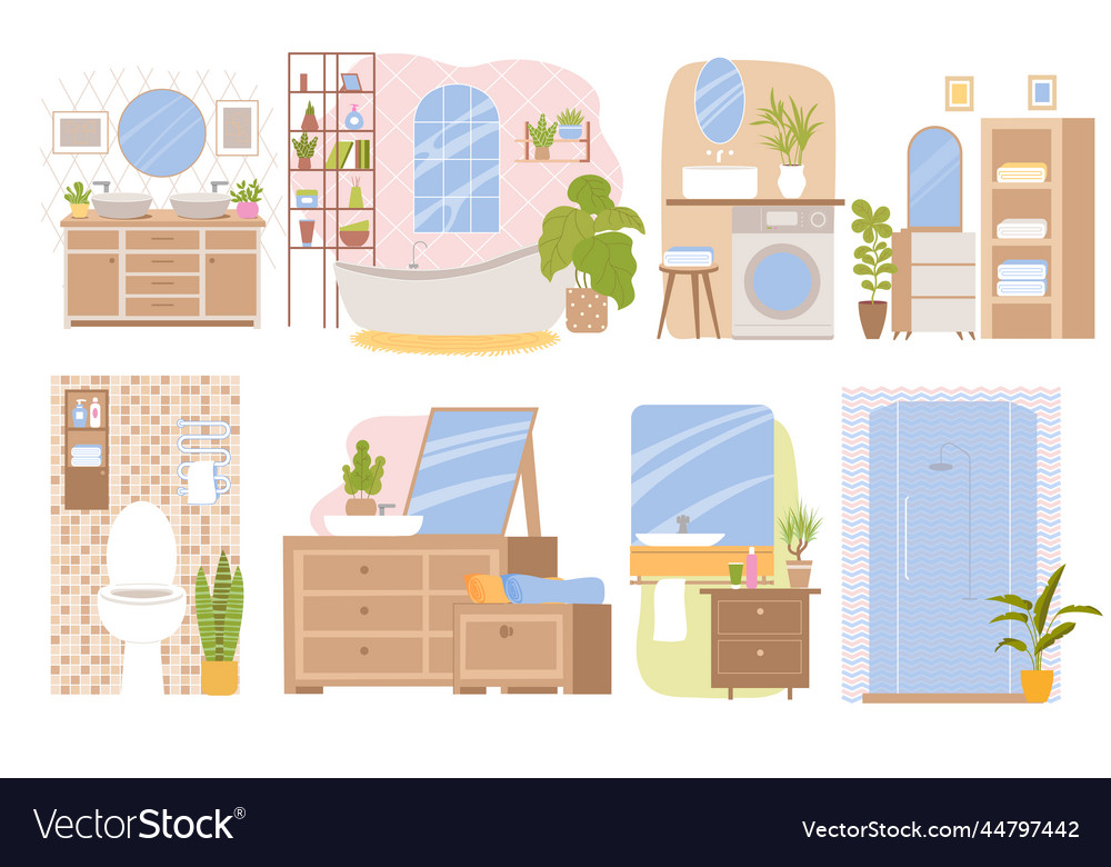 Set of interiors in scandinavian Royalty Free Vector Image