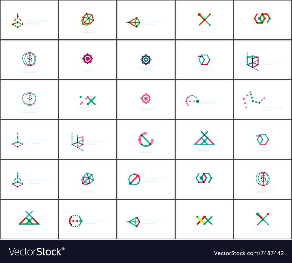 Set of linear abstract logos and swirl shapes