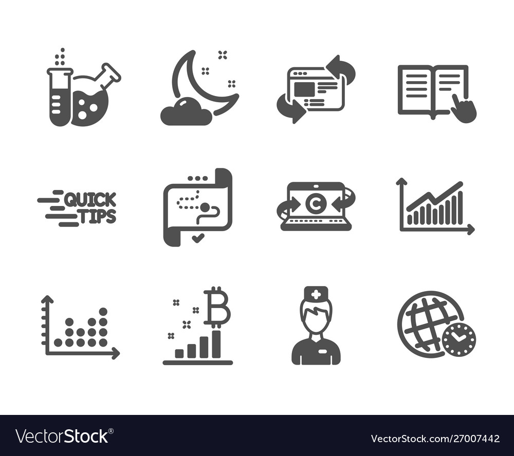 Set science icons such as bitcoin graph dot vector image Set science icons such as bitcoin graph dot