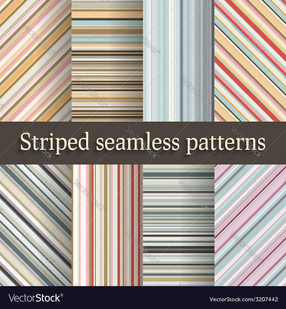 Striped seamless patterns set in retro colors