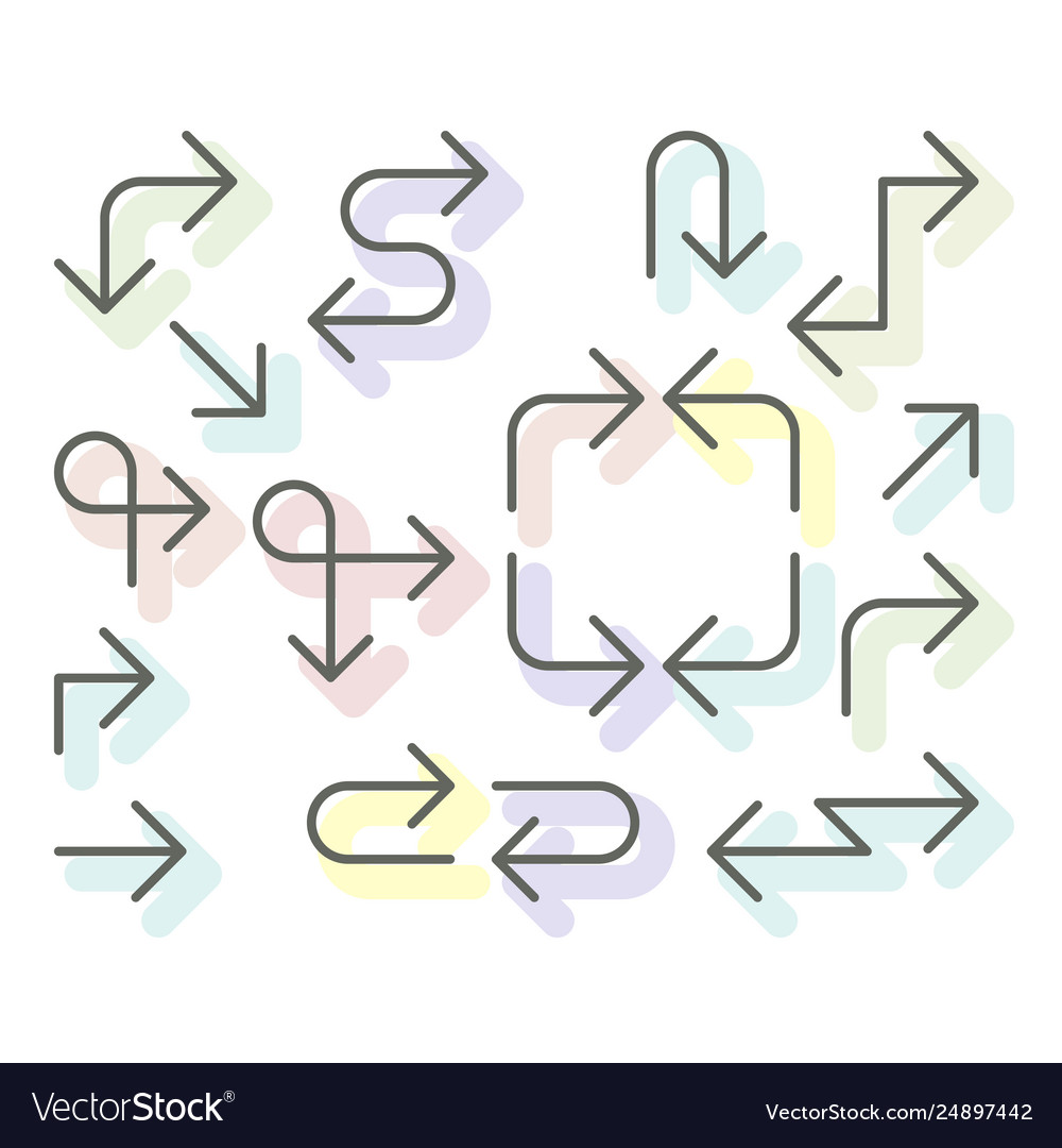 Thin arrows set - navigational simple line