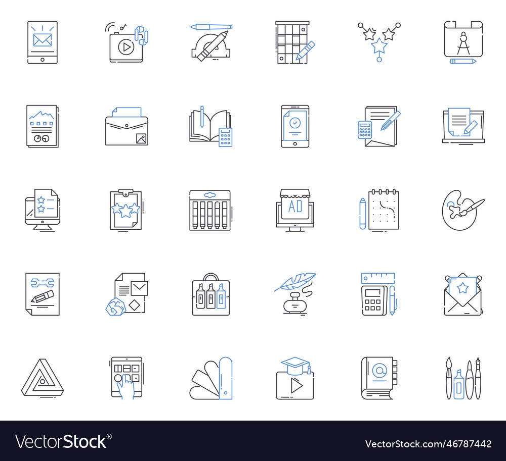 Visual scheming line icons collection composition