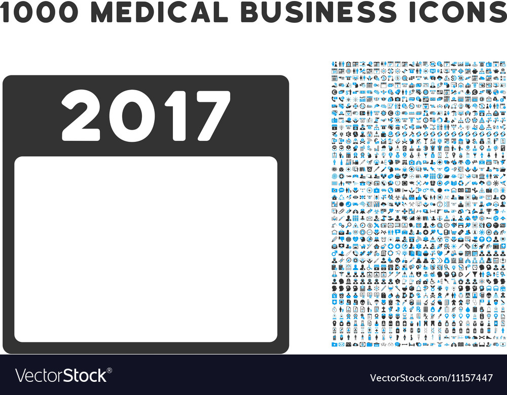 2017 year calendar template icon with 1000 medical