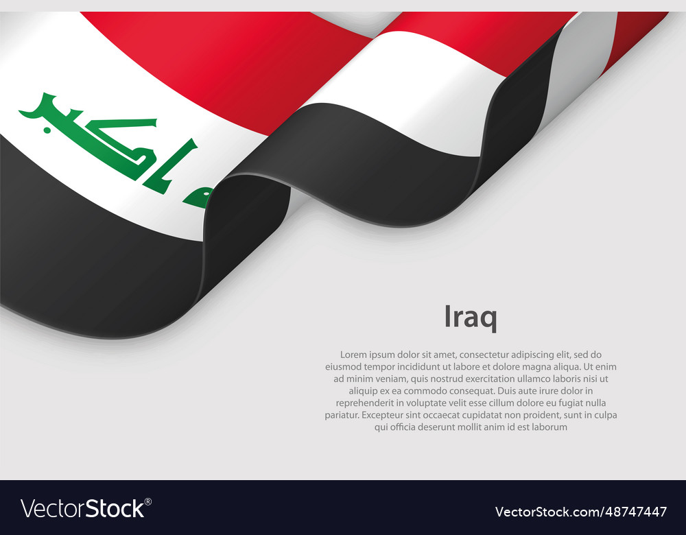 3d ribbon with national flag iraq isolated