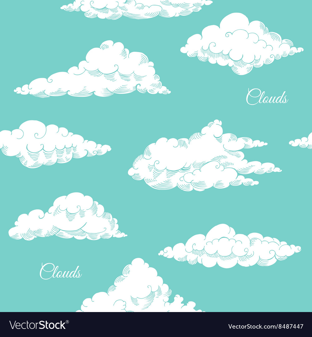 Cloud Sketches Seamless Pattern