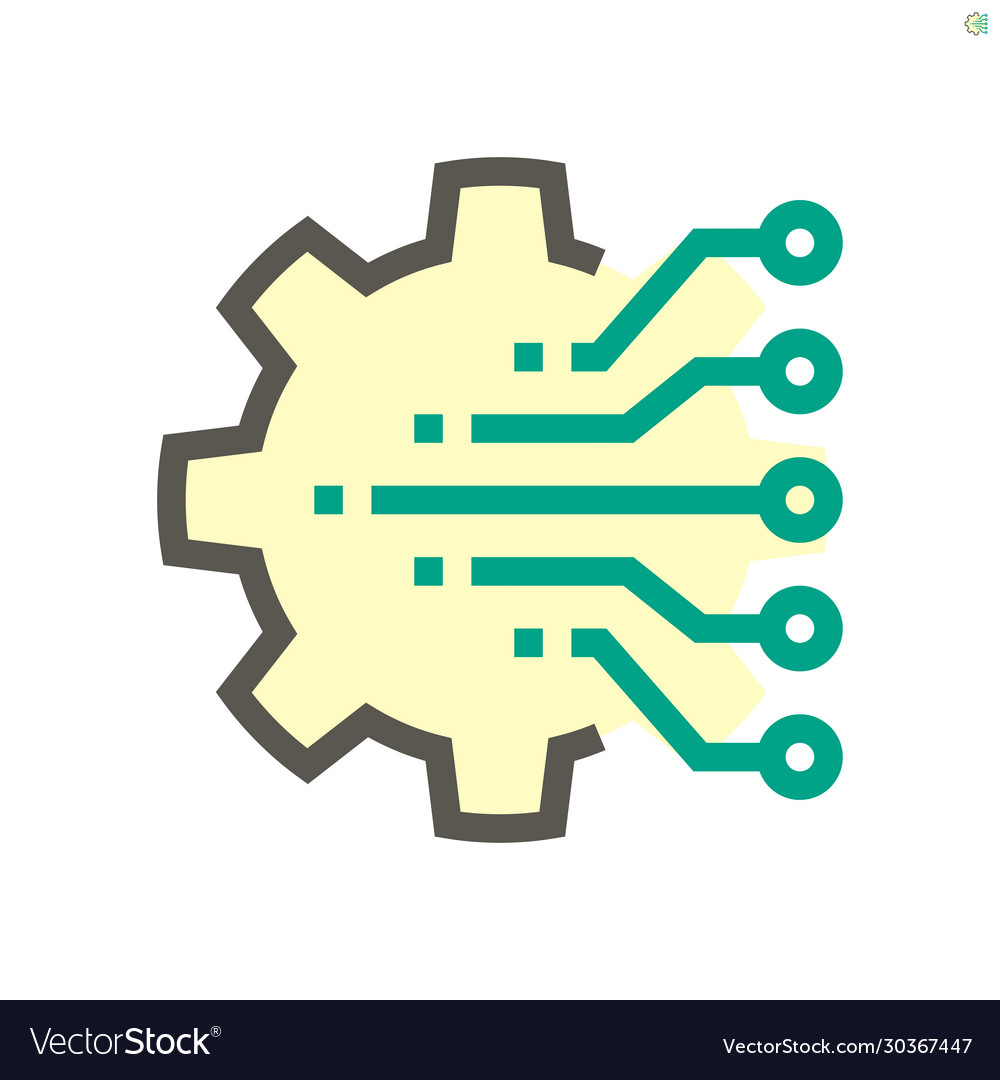 Computer chip processor technology and gear shape vector image Computer chip processor technology and gear shape