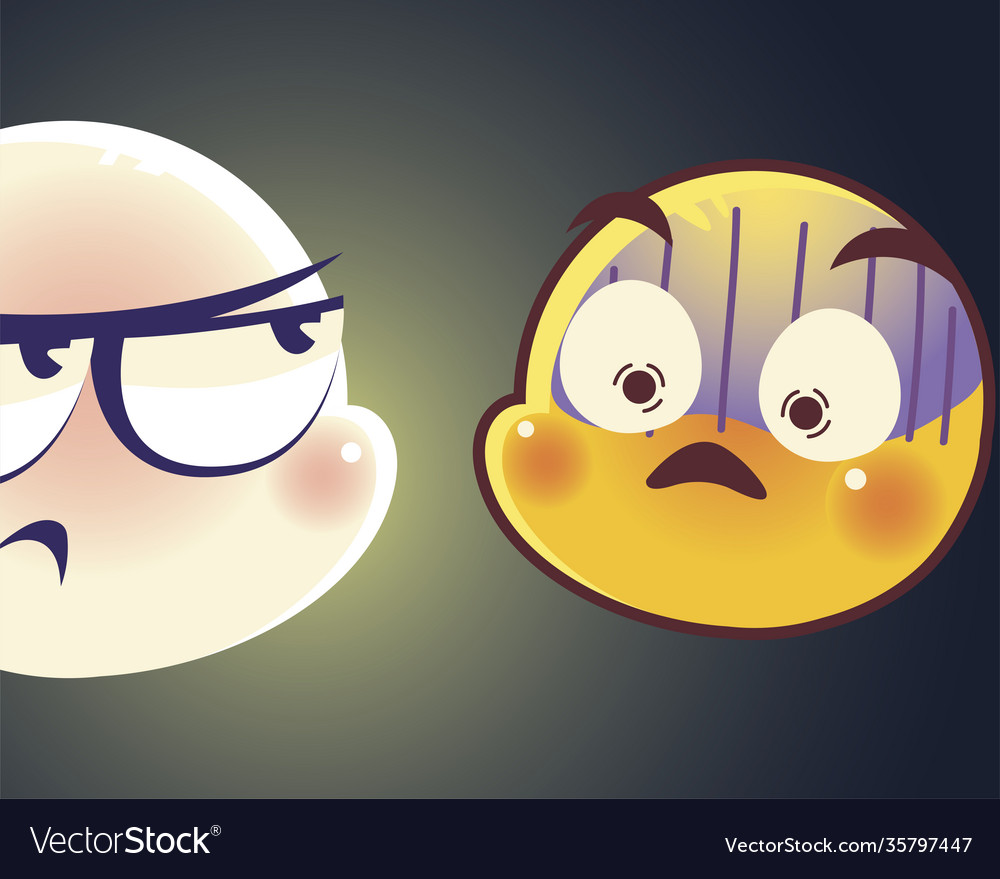 Emoji faces expression sad mood surprise scared Vector Image