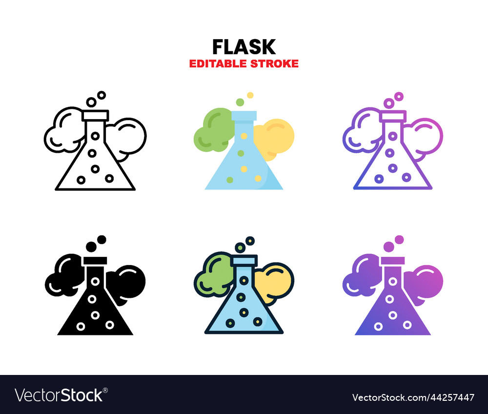 Flask icon set with different styles vector image Flask icon set with different styles