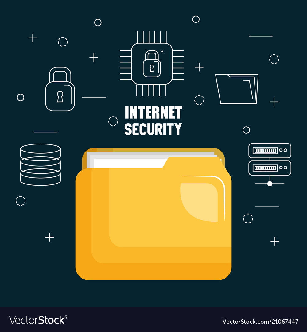 Folder document with internet security icons Vector Image Folder document with internet security icons