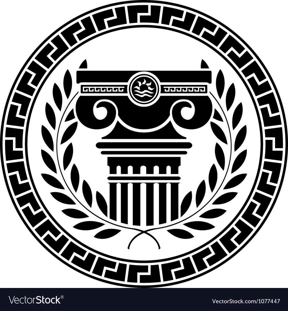 Hellenic column and laurel wreath Royalty Free Vector Image