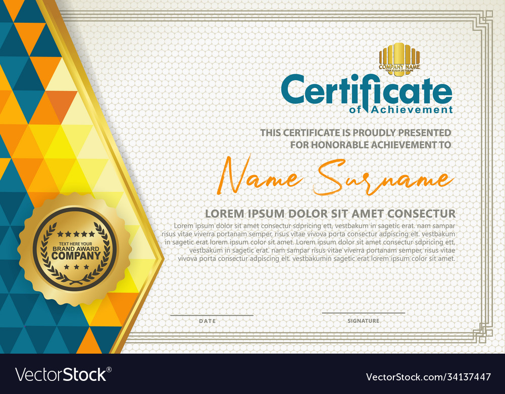 Horizontal certificate template with triangle Vector Image Horizontal certificate template with triangle