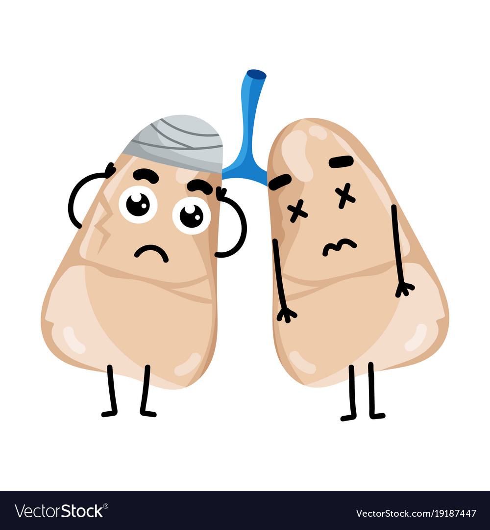 Human Sick Lungs Cartoon Character Royalty Free Vector Image