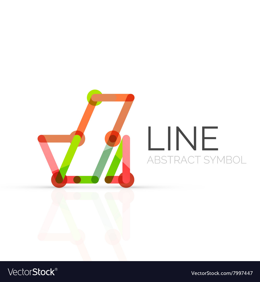 Linear abstract logo connected multicolored