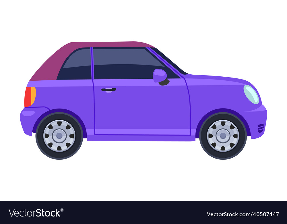 Little urban car purple auto side view