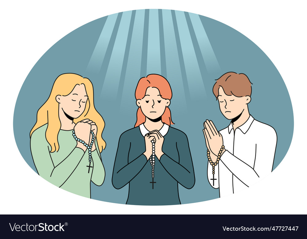 People with rosary praying