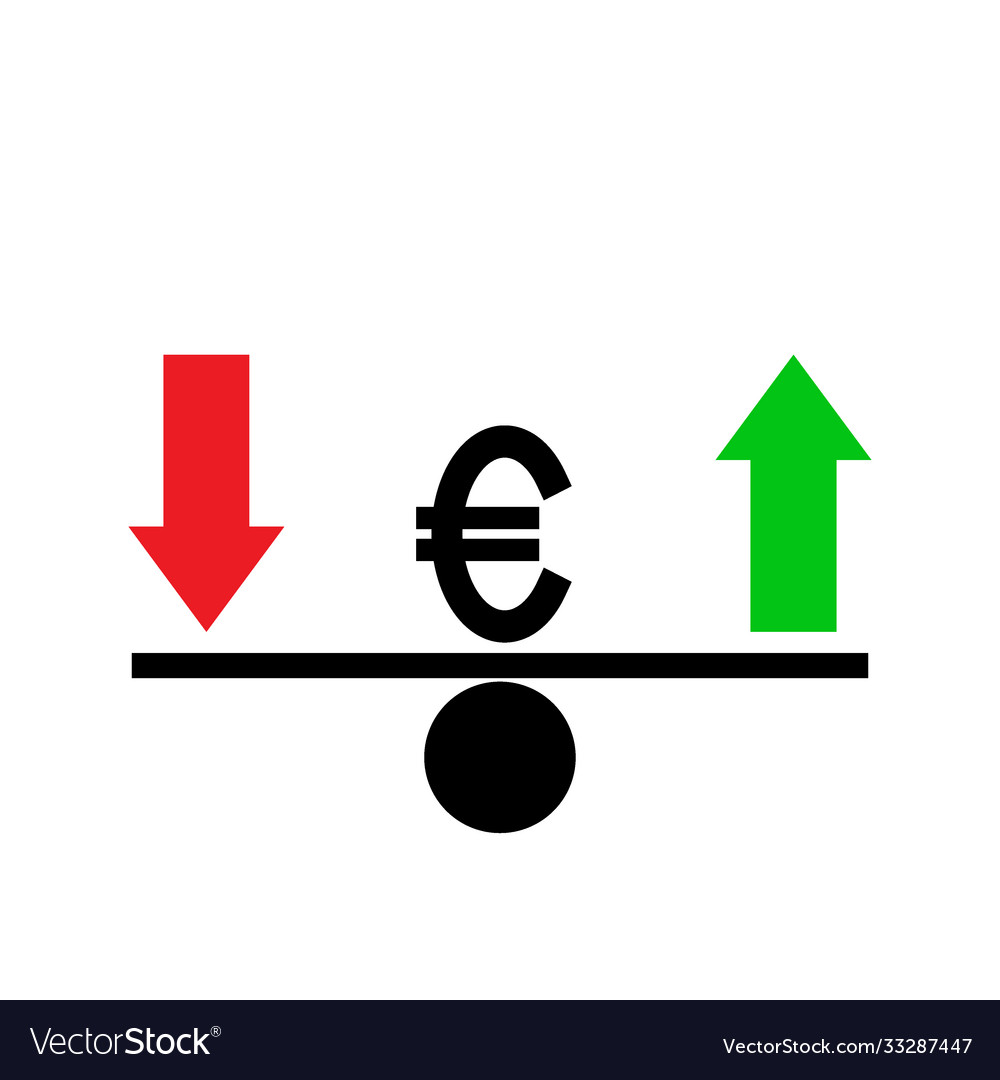 Seesaw euro exchange rate fluctuation concept