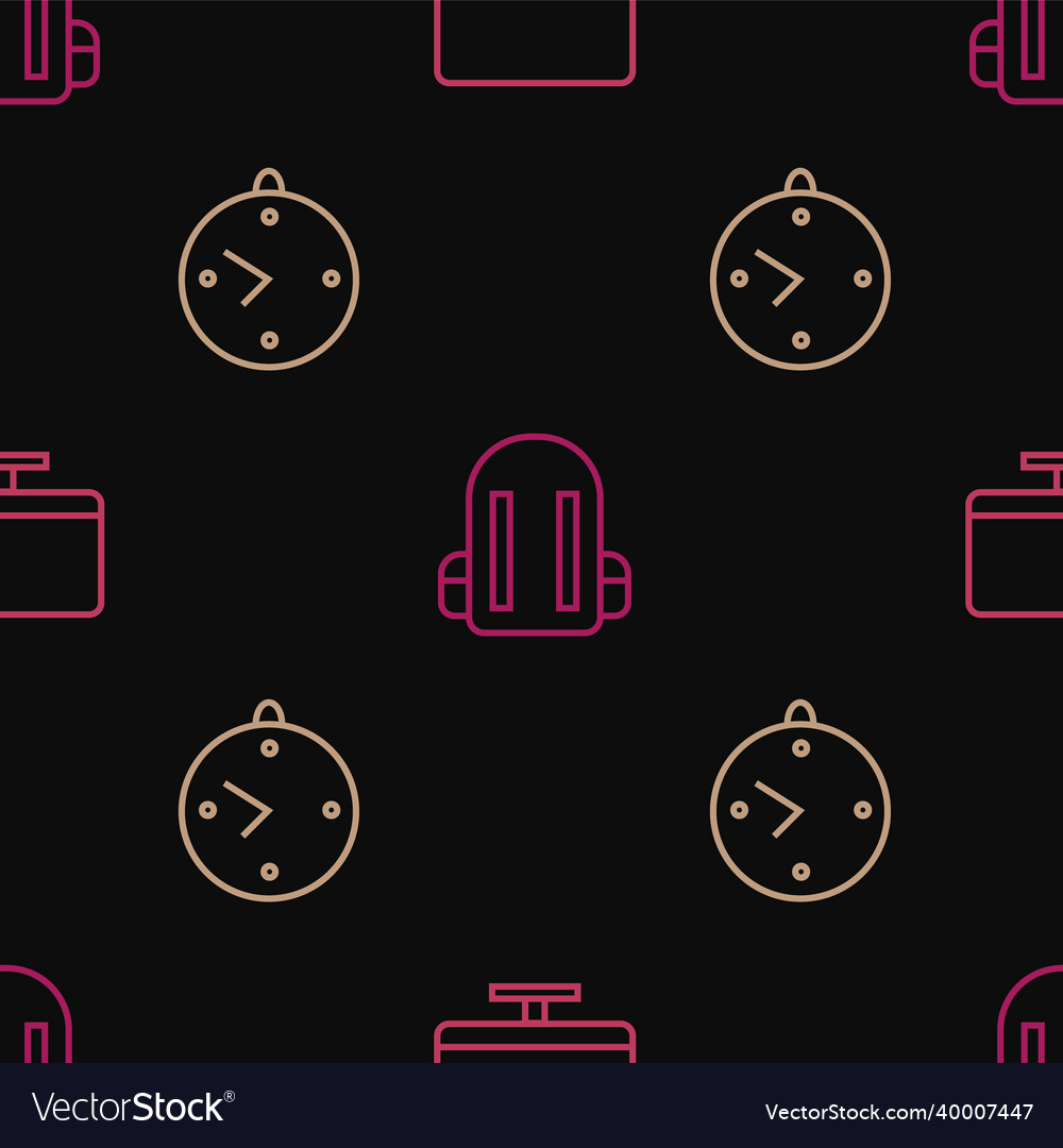 Set line computer monitor screen clock and school vector image Set line computer monitor screen clock and school